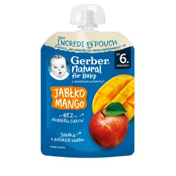 Gerber Плодова закуска с ябълка и манго за деца от 6-ия месец x80 грама