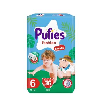 Pufies Fashion Pants 6 Бебешки пелени тип гащички за деца с тегло над 15 килограма x36 броя