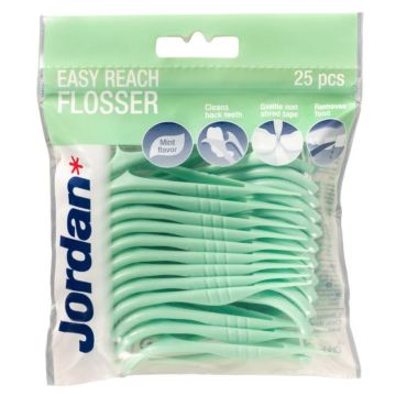 Jordan Easy Reach Flosser Конец за зъби с клечка, с аромат на мента x25 броя