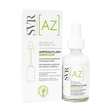 SVR Sebiaclear Ampoule Flash Kонцентрат за лице изглаждащ неравенствата, белезите и петната за мазна и склонна към акне кожа x30 мл