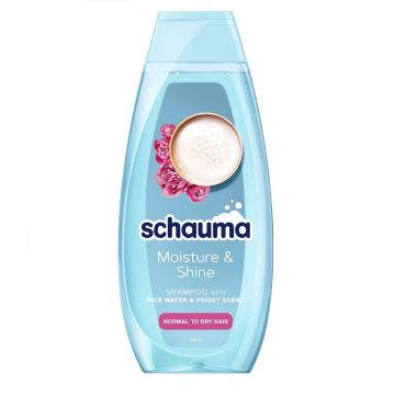Schauma Moisture & Shine Шампоан за нормална към суха коса с оризова вода и божур x400 мл
