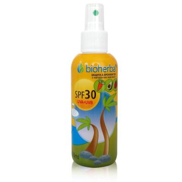Слънцезащитно олио с масла от малина, морков и кокос, SPF 30 х150 мл Bioherba