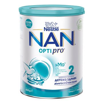 Nestle Nan OptiPro 2 HM-0 Висококачествено обогатено преходно мляко на прах за деца над 6 месечна възраст х800 грама