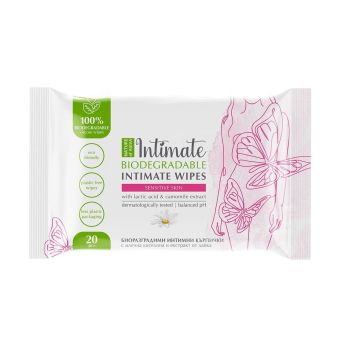 Nature of Agiva Intimate Биоразградими интимни кърпички с лайка за чувствителна кожа x20 броя