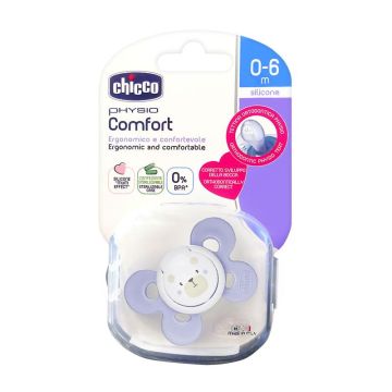 Chicco Physio Comfort 0% BPA Силиконова залъгалка с кутия за бебета 0-6 месеца х1 брой - 74911.21