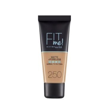 Maybelline Fit Me Матиращ фон дьо тен за нормална до мазна кожа, 250 Sun Beige