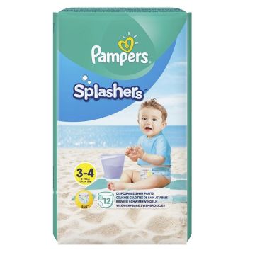 Pampers Splashers размер 3-4 гащички за плуване за еднократна употреба за бебета и деца  6-11кг х12 броя