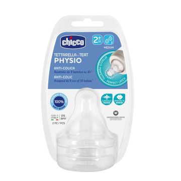 Chicco Physio Силиконов биберон за деца над 2 месеца със среден поток x2 броя