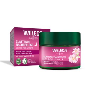Weleda Изглаждащ нощен крем за лице с шипка и бял чай за нормална към суха кожа x40 мл