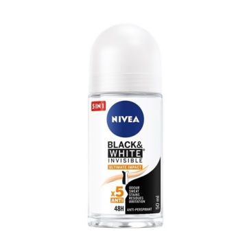 Nivea Black&White Invisible Ultimate Impact Рол-он против изпотяване за жени 5 в 1 х50 мл