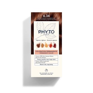 Phyto Color Дълготрайна боя за коса, 6.34 Intense Dark Copper Blonde