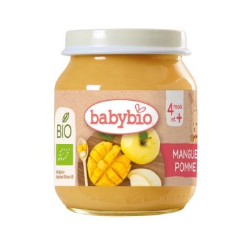 Babybio Био плодово пюре ябълки и манго за деца след 4 месец х130 грама