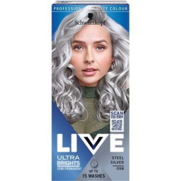 Live Ultra Brights or Pastel Боя за коса с трайност до 15 измивания, цвят 098 Steel Silver
