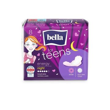 Bella For Teens Energy Night Дамски нощни превръзки за тийнейджъри х8 броя