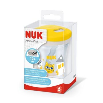 Nuk Evolution Action Cup Чаша със сламка за деца над 12 месеца x230 мл, Жълт