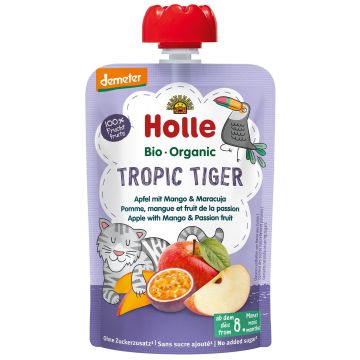 Holle Organic Деметер Пюре ябълка, манго и маракуя за деца от 8-ия месец x100 грама