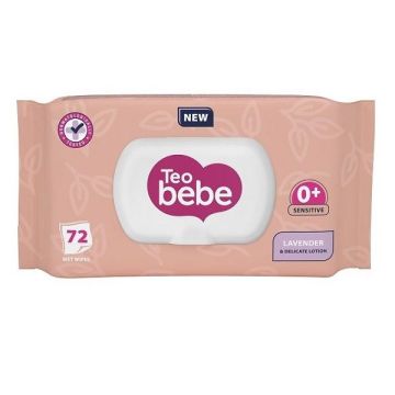 Teo Bebe Бебешки мокри кърпички с екстракт от лавандула х72 броя