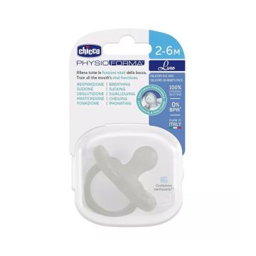 Chicco Soft Lux Силиконова залъгалка за деца от 2 до 6 месеца х1 брой, бяла