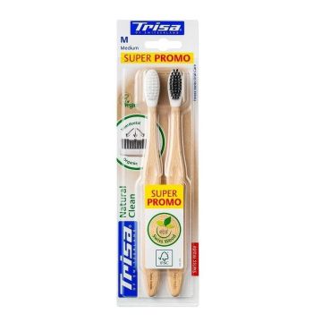 Trisa Natural Clean Четка за Зъби x2 броя, размер Medium