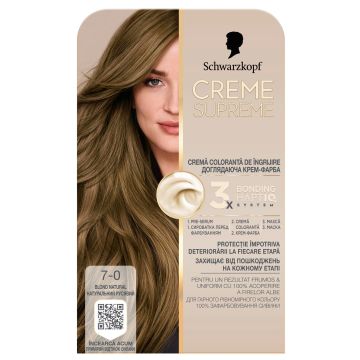 Schwarzkopf Creme Supreme Дълготрайна боя за коса, 7-0 Medium Natural Blonde