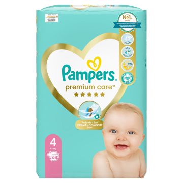 Pampers Premium Care 4 Пелени за деца от 9 до 14 килограма x68 броя