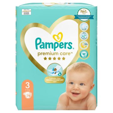 Pampers Premium Care 3 Бебешки пелени 6-10 кг х78 броя
