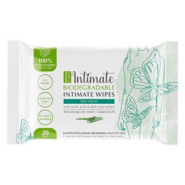 Nature of Agiva Intimate Биоразградими интимни кърпички с алое x20 броя