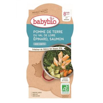 Babybio Био меню със сьомга, картофи и спанак за деца над 8 месеца 2x200 грама