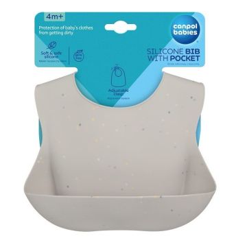 Canpol babies Dots Силиконов лигавник с джоб, сив - 51/029