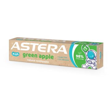 Astera Natural Kids Паста за зъби за деца 6+ Green Apple x50 мл