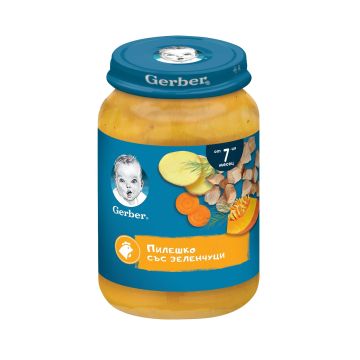 Gerber Пюре пилешко със зеленчуци от 7 месечна възраст х190 грама