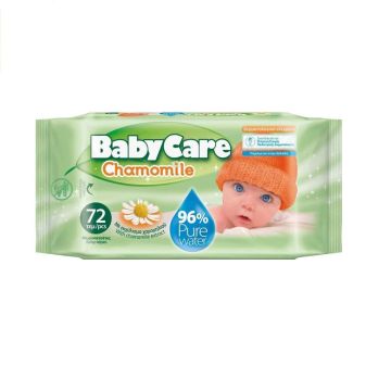 Baby Care Chamomile Бебешки мокри кърпи с екстракт от лайка x72 броя