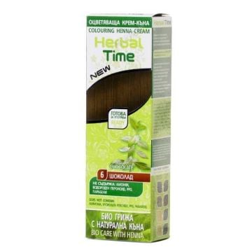 Herbal Time Оцветяваща крем - къна за коса, 06 Шоколад х75 мл