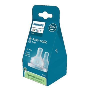 Avent Anti-colic Комплект от 2 броя биберони за деца над 3 месеца, сила на потока 3