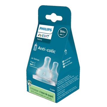 Avent Anti-colic Комплект от 2 броя биберони за деца над 1 месец, сила на потока 2