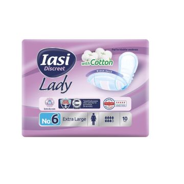 Iasi Discreet Lady Extra Large Подложки за лека инконтиненция, размер 6, 7 капки х10 броя