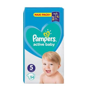 Pampers Active Baby 5 Maxi Pack+ Пелени за деца от 11 до 16 килограма x54 броя