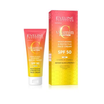 Eveline  Vit C Хидратиращ слънцезащитен крем с витамин C SPF50 x50 мл