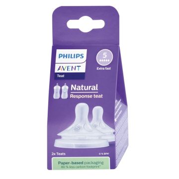 Avent Natural Response Комплект от 2 броя биберони без протичане за бебета над 6 месеца, сила на потока 5
