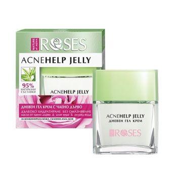Nature of Agiva Roses Acnehelp Дневен гел крем с чаено дърво за комбинирана кожа, склонна към акне x50 мл