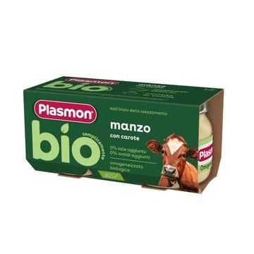 Plasmon Bio Пюре от говеждо месо с моркови за деца от 6-ия месец 2x80 грама
