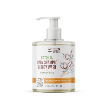 Wooden Spoon Cotton Kiss Био натурален шампоан за бебета за коса и тяло х300 мл