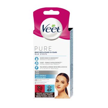 Veet Pure Восъчни ленти за лице за чувствителна кожа x20 броя