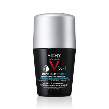 Vichy Homme Invisible Resist 72H Рол-он дезодорант против изпотяване за мъже x50 мл