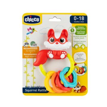 Chicco Дрънкалка за бебета от 0 до 18 месеца, Катеричка