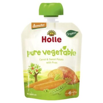 Holle Деметер Пюре от моркови и сладки картофи с грах за деца над 4 месеца x90 грама - 210491