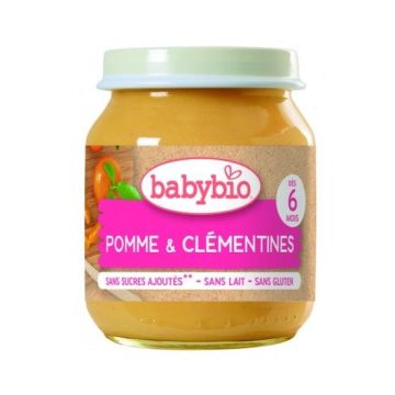 Babybio Био плодово пюре ябълка и клементини за деца над 6 месеца x130 грама