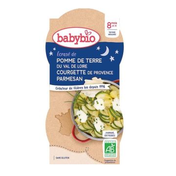 Babybio Био меню ''Лека нощ" тиквички, картофи и пармезан за деца над 8 месеца 2x200 грама