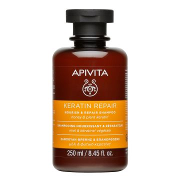 Apivita Keratin Repair Подхранващ и възстановяващ шампоан за суха и увредена коса x250 мл