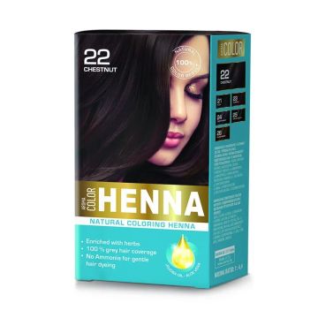 Aroma Color Henna Натурална оцветяваща къна на прах, цвят 22 Chestnut